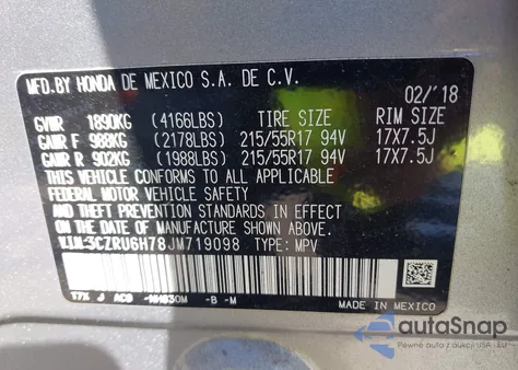 2018 Honda Hr-V Exl z USA, uszkodzony, nr VIN 3CZRU6H78JM719098